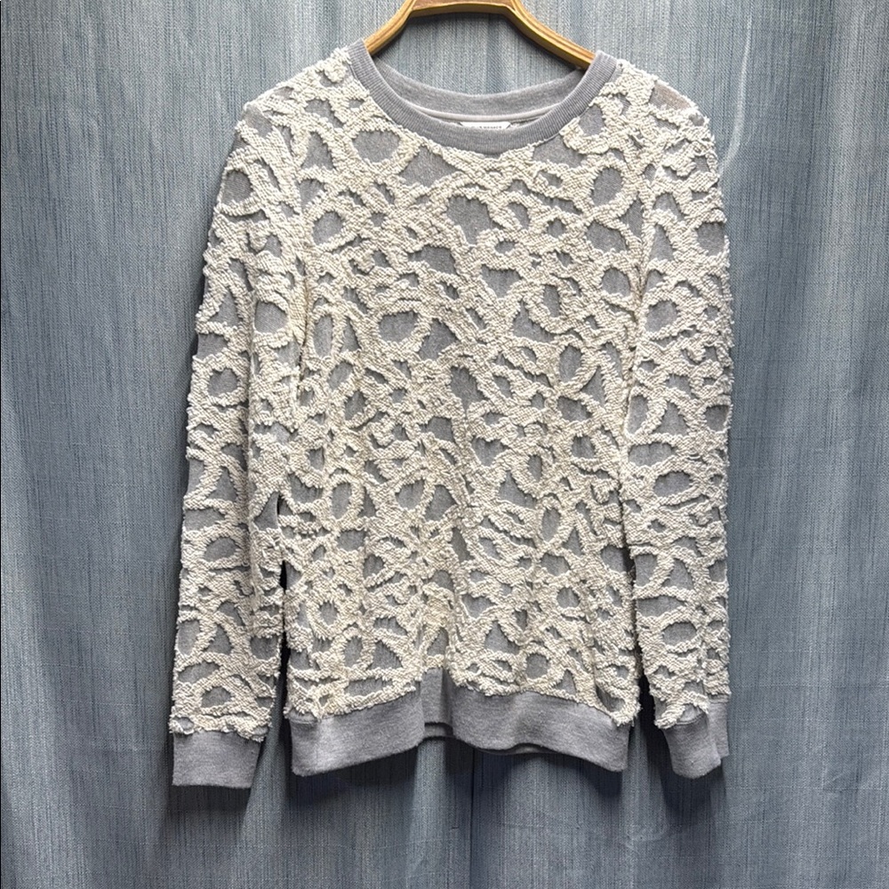 Club Monaco Gray Sweatshirt with Cream Lace Overlay